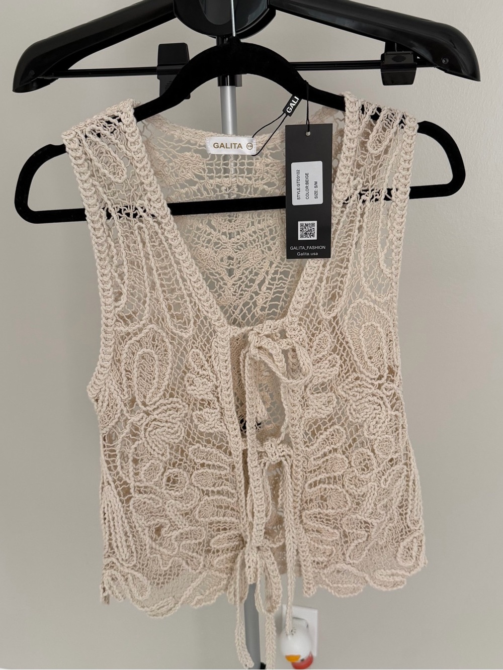 Galita Cream Crochet Tie-Front Camisole